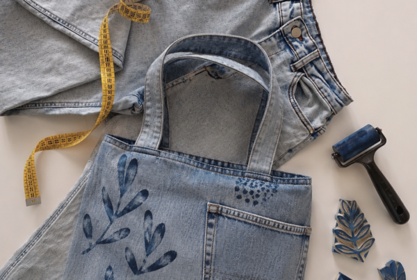 Una tote bag realizzata a partire da un vecchio paio di jeans